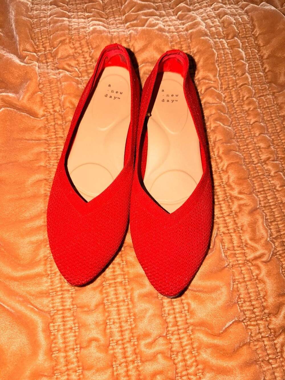 A New Day Red Pointed Toe Knit Flats